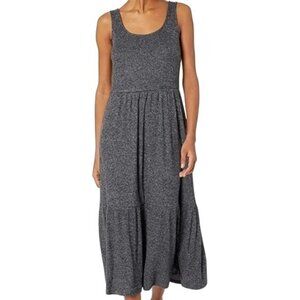 Daily Ritual Heathered Blue Ribbed Stretch Sleeveless Midi Dress Size Large